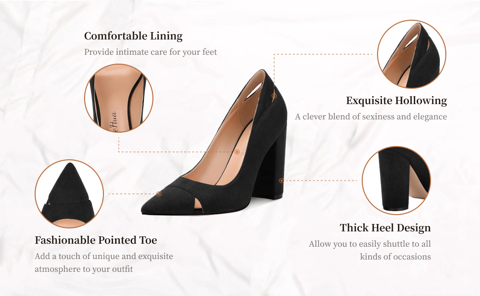MadameHua Pointed Toe High Heel Pumps for Women, Detailed Description