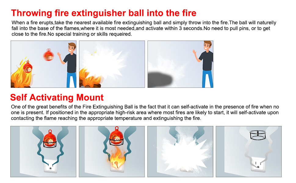 Begona Automatic Fire Extinguisher Ball with Bracket and Hook Mount