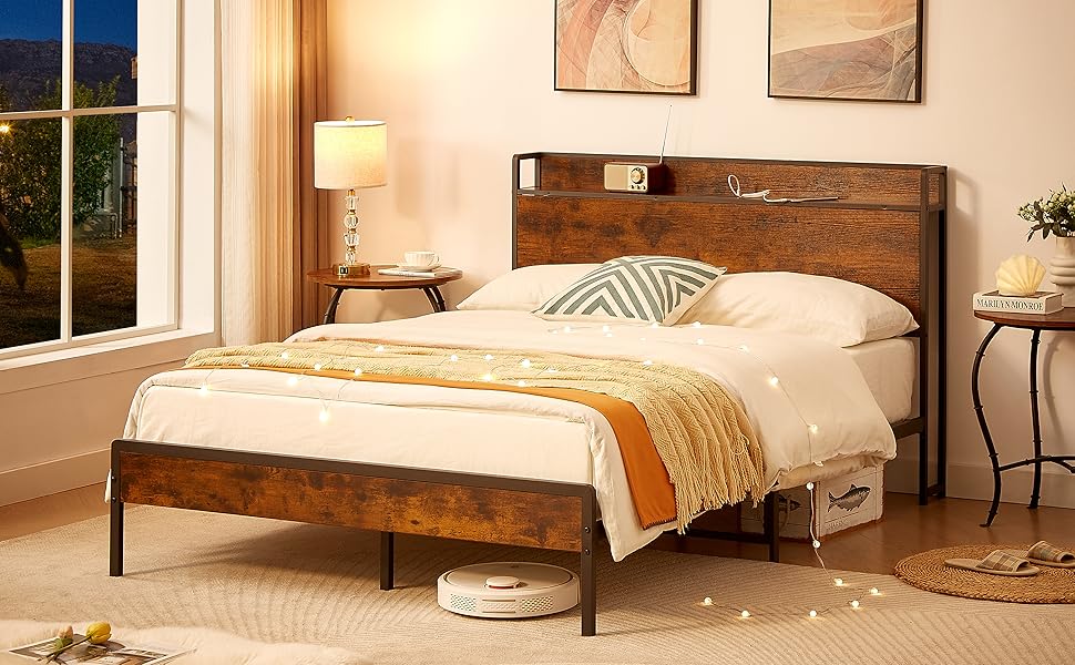 Amazon.com: UBGOOGG Queen Bed Frame, with USB Ports and