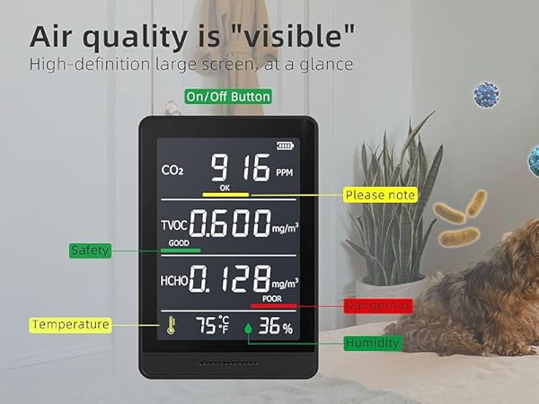 Temtop S1 Indoor Air Quality Monitor AQI PM2.5 Temperature Humidity De