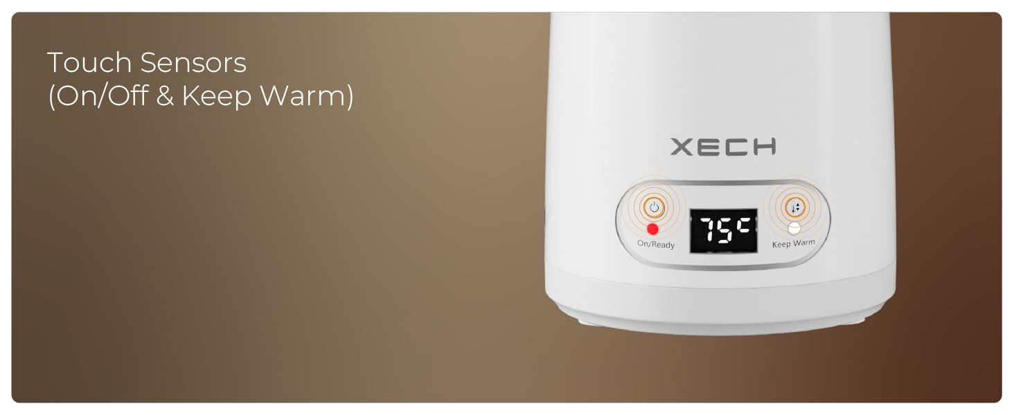 mini electric kettle for hot water with touch sensors for easy temperature adjustment and operation.