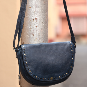 Genuine Italian Leather Boho Studded Crossbody Shoulder Bag