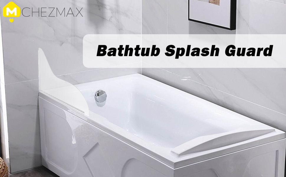 ChezMax 2PCS Shower Splash Guard, Bathroom Bathtub Water Guard with Adhesive, Tub