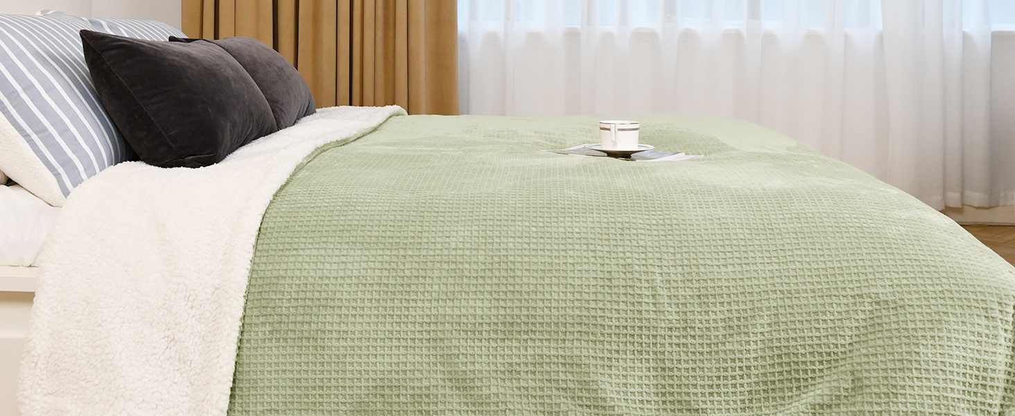 blunique Heated Blanket Electric Blanket Twin Waffle, 62x84