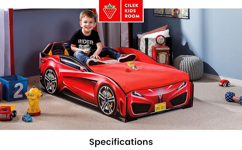 Cilek Spyder Race Car Toddler Bed Frame, Toddler, Blue Baby