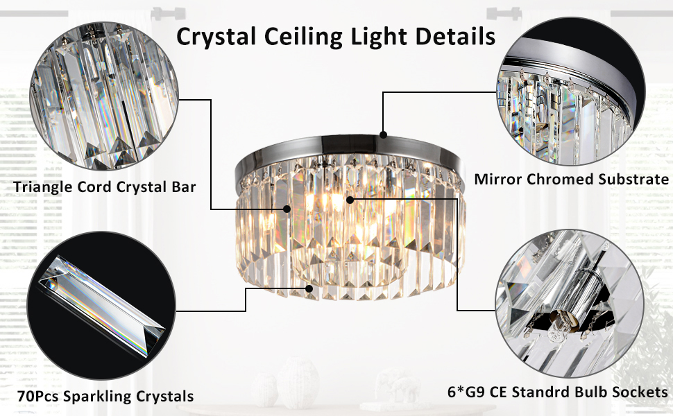 Triangle Cord Crystal Bar Mirror Chromed Substrate 