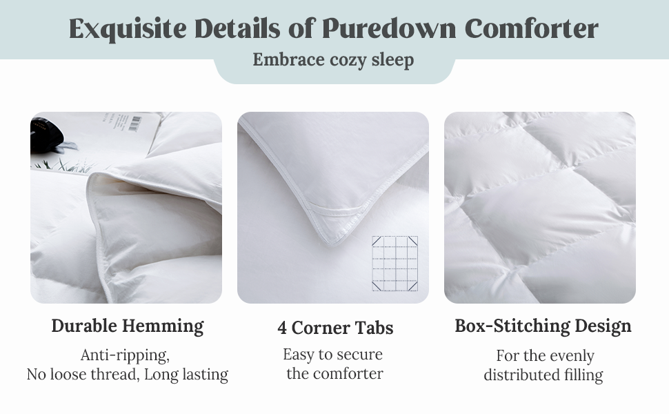 puredown Lightweight Down Comforter King Size Duvet Insert, 75 Down Filling, Ultra