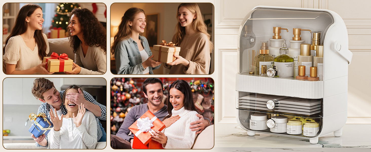 Collage of lifestyle product images showing people in various settings enjoying drinks, storage solutions, and social gatherings. Multiple frames display casual indoor and outdoor scenes.