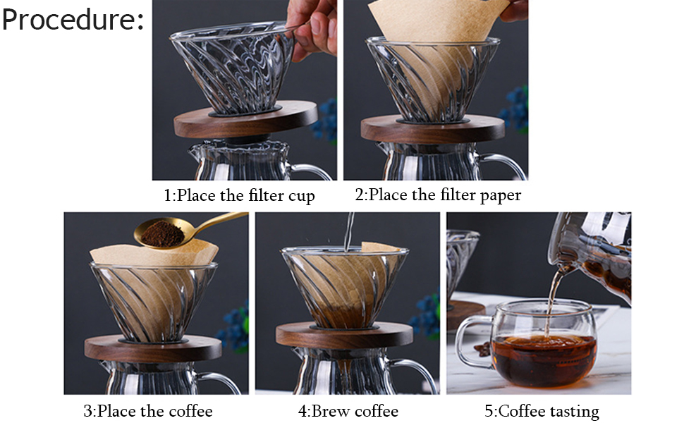 Qiccijoo Pour Over Coffee Maker Set,Drip Coffee Maker with 100 pcs V01 Paper Filter,20 oz Borosilicate Glass Carafe,Portable Coffee Dripper Brewer for Home Cafe Restaurant Camping, 600ml 23 Pour Over Coffee Maker Set C5