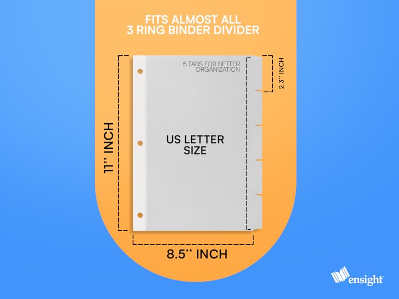 Amazon.com : Ensight 3 Ring Page Dividers Bulk, 1/5 Cut Tab
