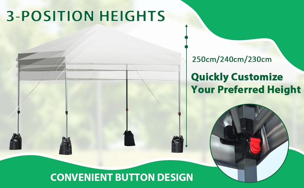 COSTWAY 2.5x2.5M Pop Up Gazebo, 3-Position Height Adjustable Commercial Instant Canopy Tent With Roller Bag And 4 Sandbags, Garden Patio Sun Shelter For Camping Barbecue Party (Blue) 15 2