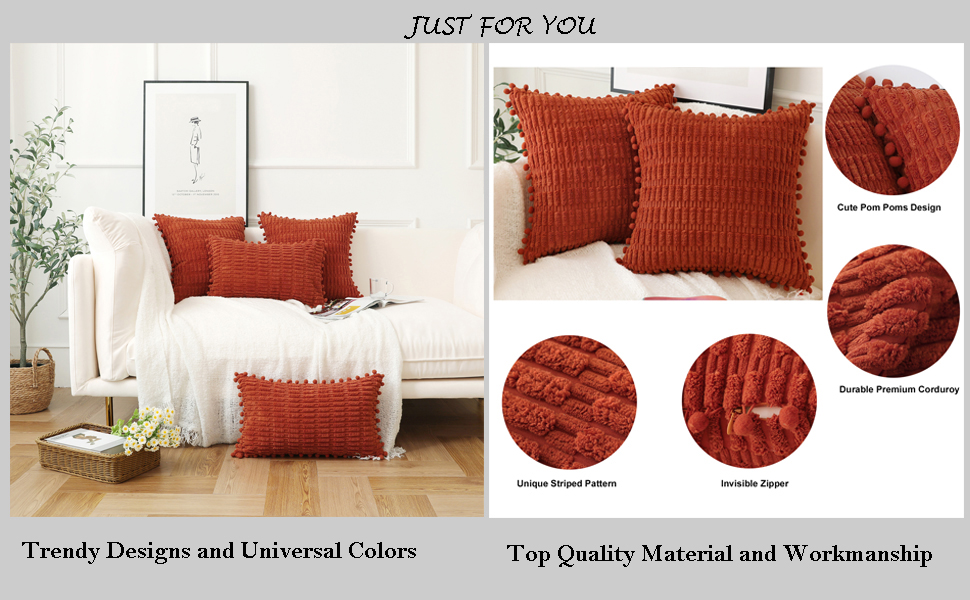 sykting Burnt Orange Throw Pillow Covers 18x18 inch Soft