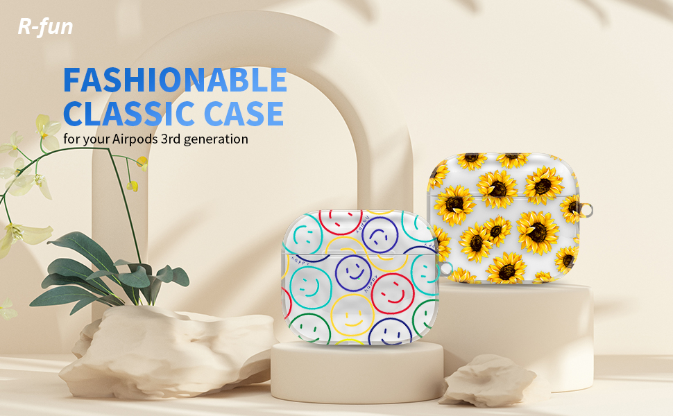 Rfun AirPods 3rd Generation Case Cover,Cute Flroal Clear