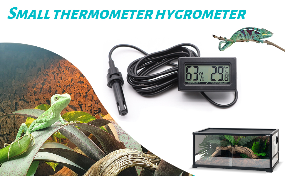 Digital Reptile Thermometer and Humidity Gauge Remote Probes