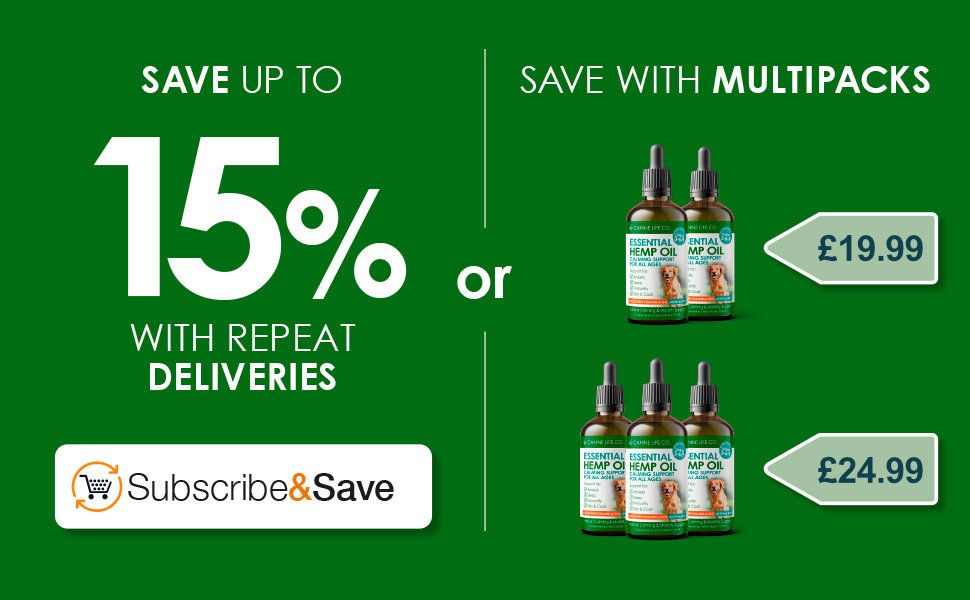 save with subscribe and save or multi pack purchase of hemp oil for dogs