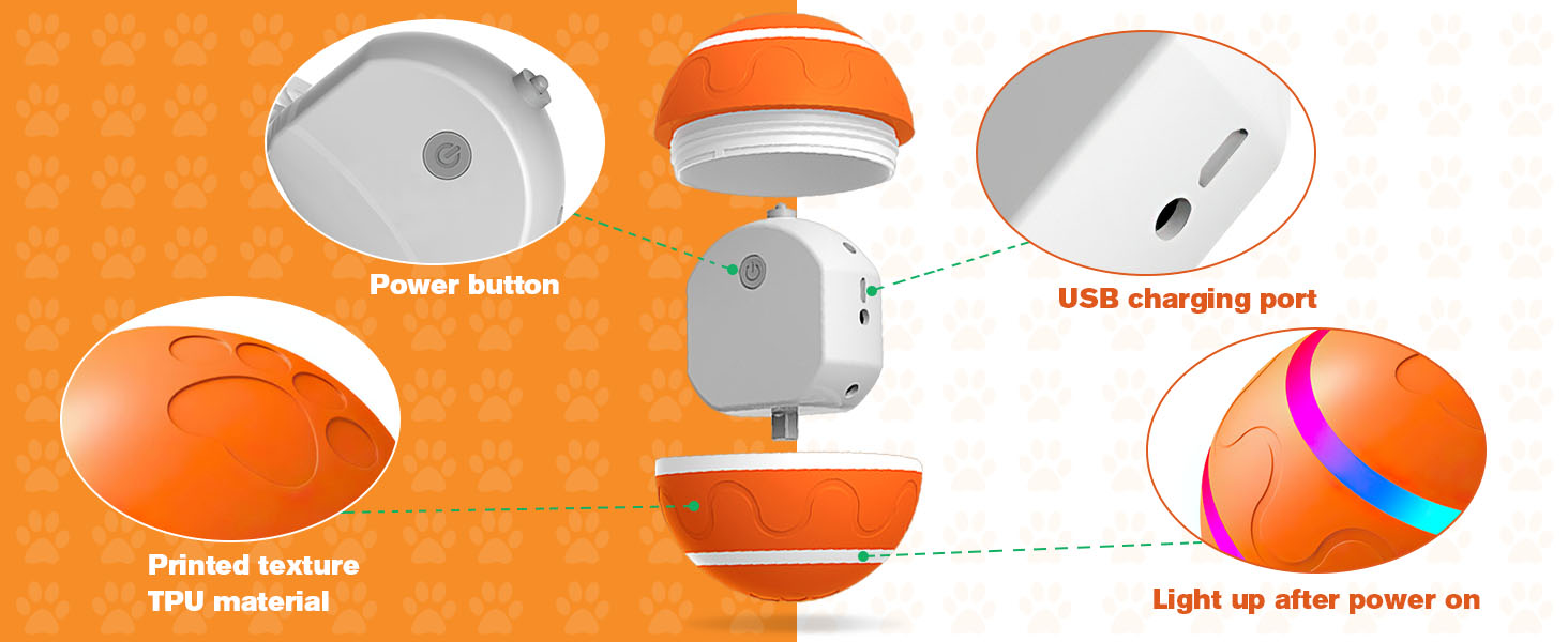 Interactive Dog Toys, Peppy Pet Ball for Dogs Wicked Ball Active Rolling Ball for Boredom Indoor