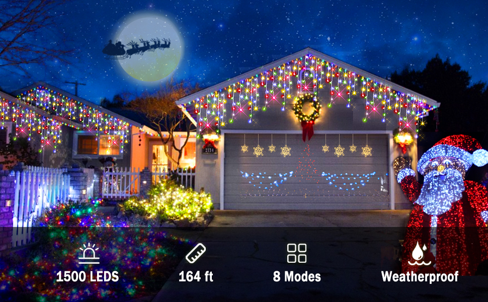 QHLXJYY 164 FT Christmas Lights Outdoor Decorations 1500 LED