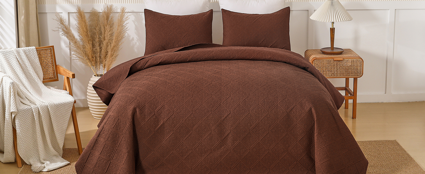 OARAGE King Size Quilt Bedding Set Terracotta Lightweight