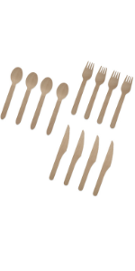Birch wooden cutlery forks spoons knives