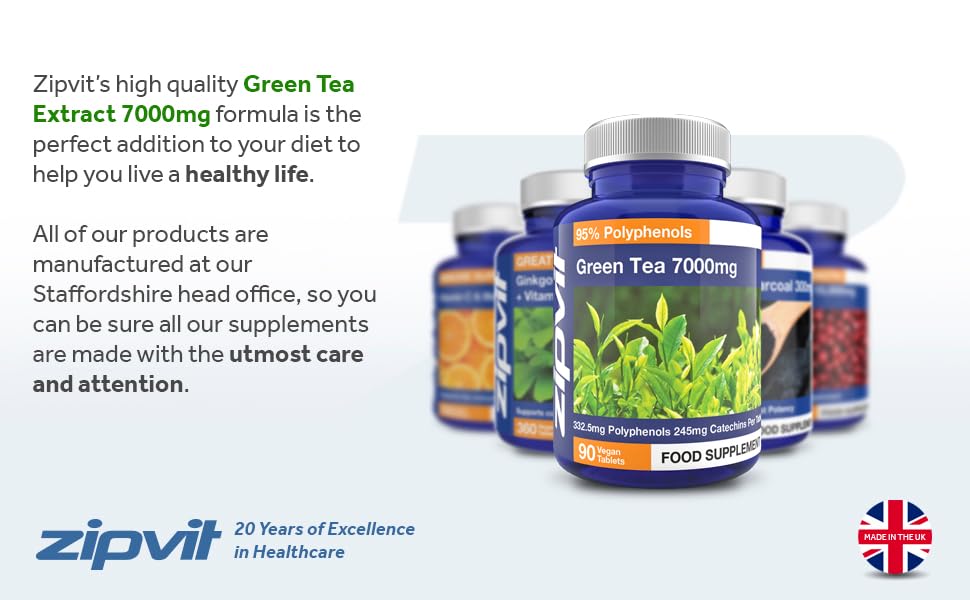 Zipvit's high quality Green Tea Extract 7000mg formula is the perfect addition to your diet