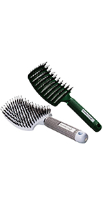 green-white plastic hair brush