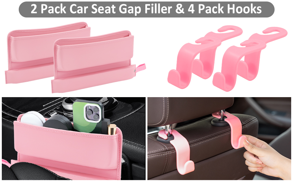 GPUSFAK Set of 2 Car Seat Gap Filler Organizer, PU Leather