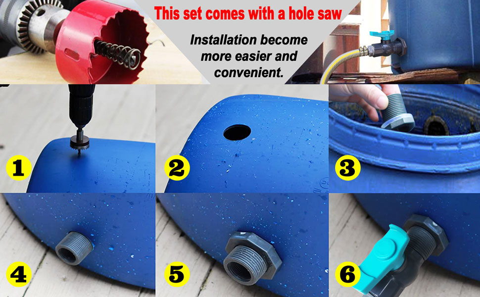 Rain Barrel Spigot Kit with an Hole Saw Include PVC