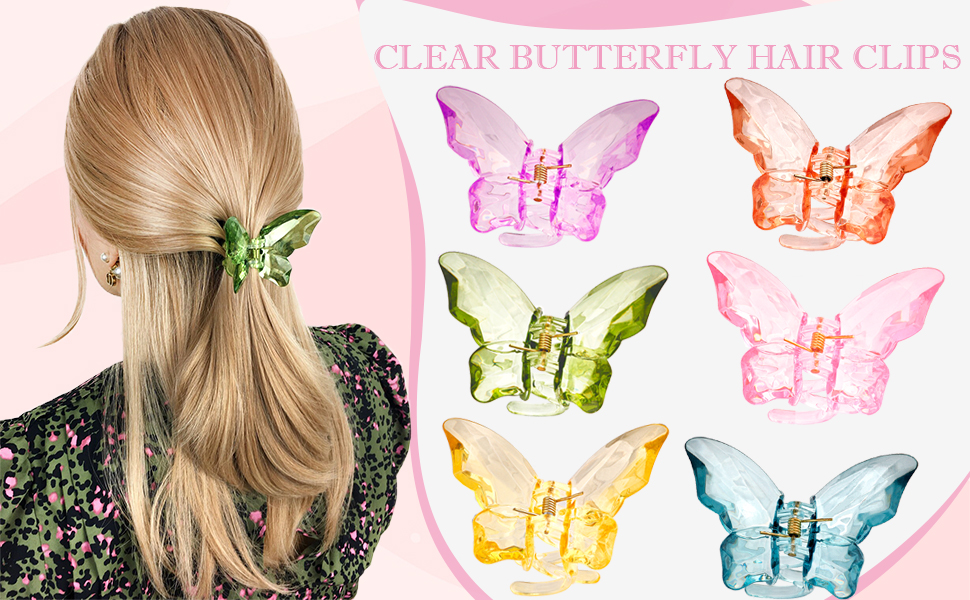 clear butterfly hair clips