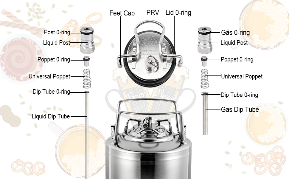 8 PCS Poppet Valve Universal Poppet Valve Keg Poppet Valve Ball Lock Poppet Valve