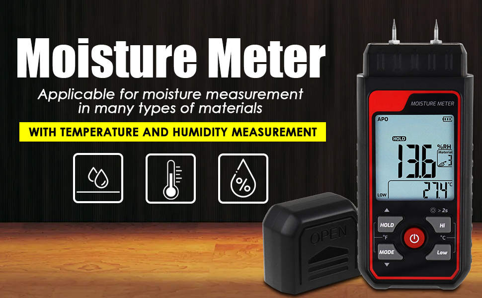 Wood Moisture Meter, Digital PinType Moisture Meter 2 in 1 Moistures
