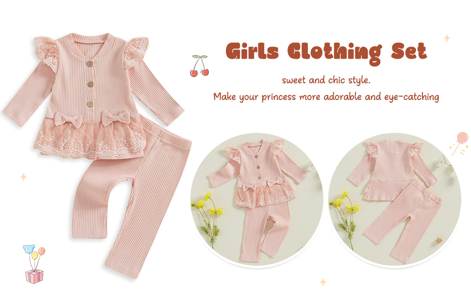 2Pcs Set Baby Clothes for Girls