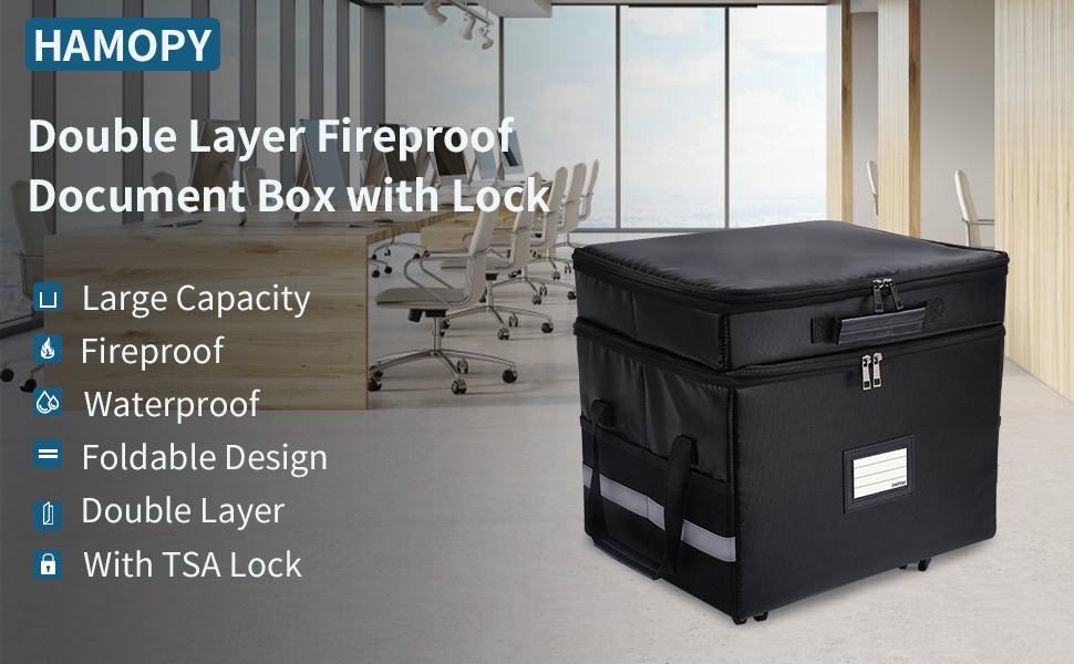 HAMOPY File Box, 2 Layers Detachable Fireproof Document Box