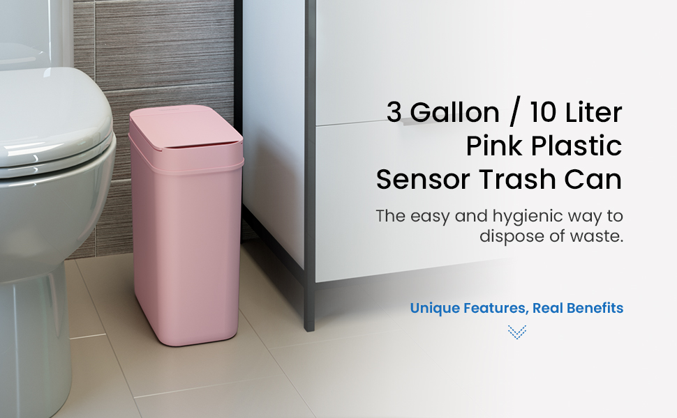 iTouchless 3 Gallon Sensor Pink Bathroom Trash Can, Your