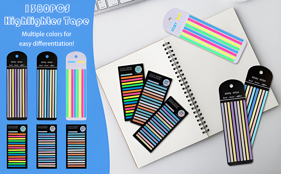 1380 Sheets Highlighter Tape, SHAIDOJIO Removable Transparent Sticky
