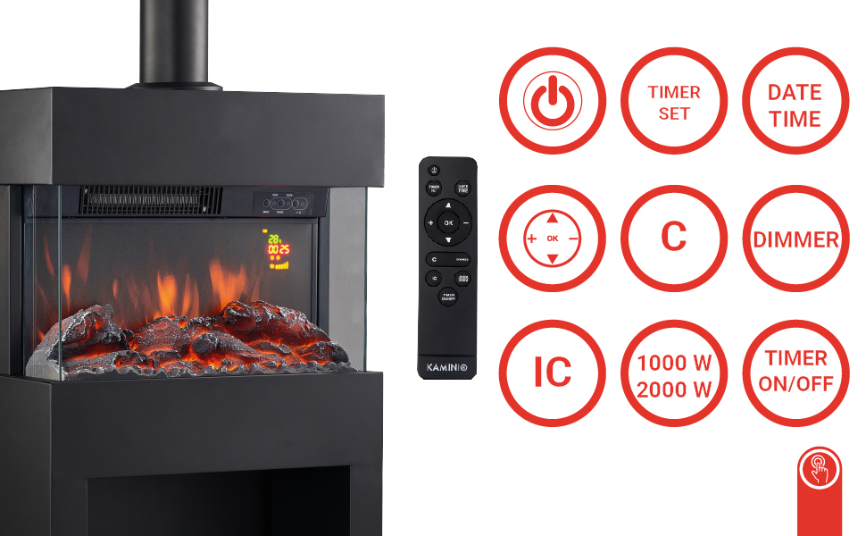 KAMINIO Henri Pipe electric fireplace with operating options
