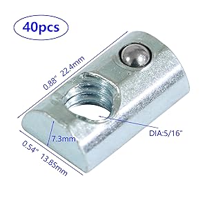 Abeicy 5/16”-18 Threaded Steel Roll in T-Nut with Ball