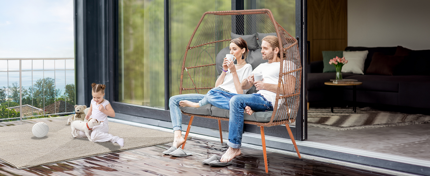 YITAHOME Double Egg Chair Oversized Padded Cushions