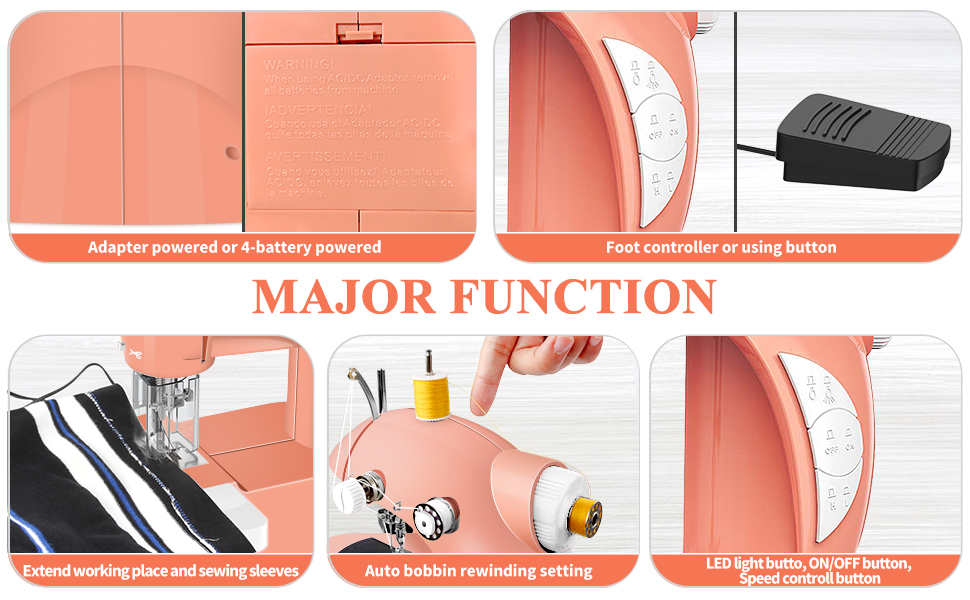 KPCB Tech Sewing Machine with 42pcs Sewing Kit, Mini Sewing Machine