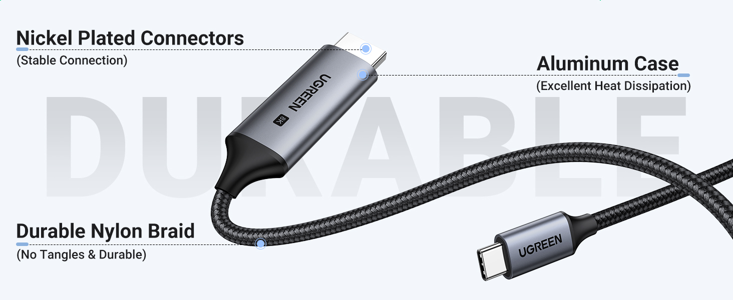 UGREEN USB C to HDMI 2.1 Cable 8K60Hz 4K240Hz 6.6FT