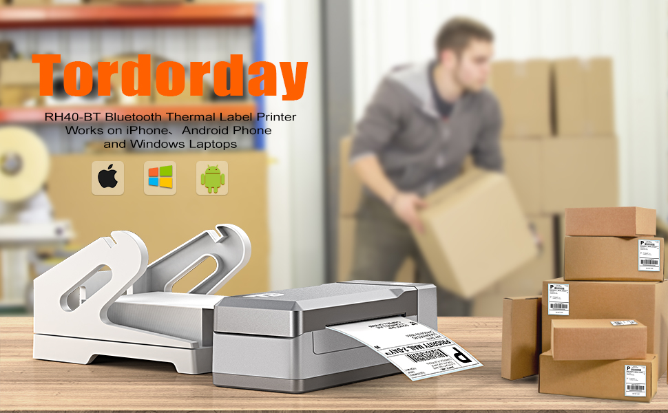 Tordorday Bluetooth Thermal Label Printer 4"×6", Wireless