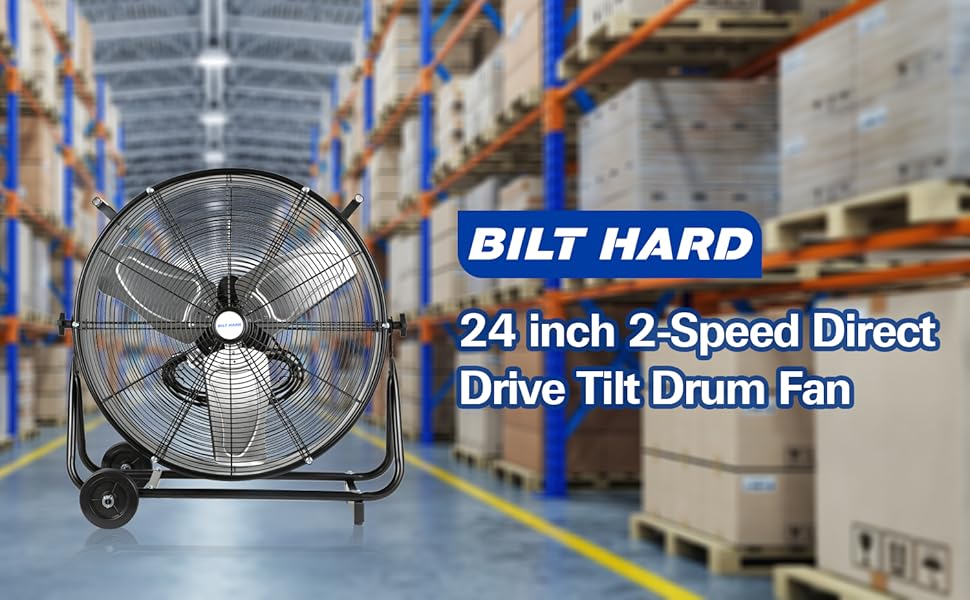 BILT HARD 8100 CFM 24 Inch High Velocity Drum Fan, 2Speed