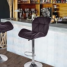 Diamond Style,Black Color,Adjustable Height,360 Degree Rotating,Extra Large Cushion,Seating,Set of 2