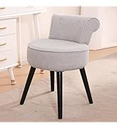 BLEXA Sherpa Vanity Stool - Tufted Accent Chair with Low Back, Perfect for Women, Girls, and Kids...