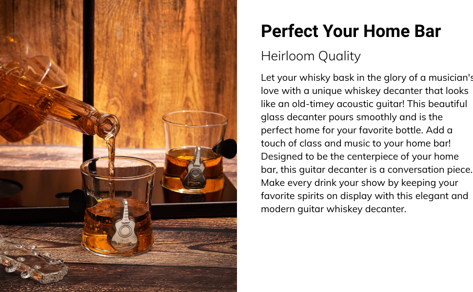 Guitar Whiskey & Wine Decanter & Mahogany Base 3 ddd