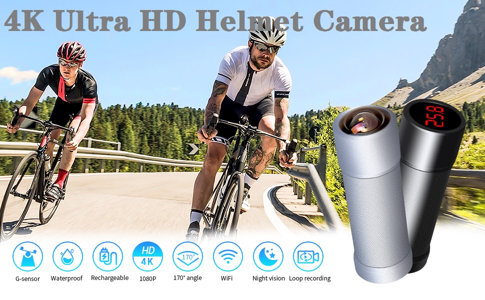 VSYSTO 4K Motorcycle Bicycle Dash Cam Action Camera Temperature Display
