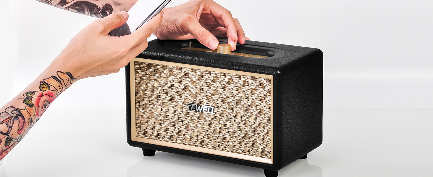 TEWELL Vintage Bluetooth Speakers with Bass Enhanced