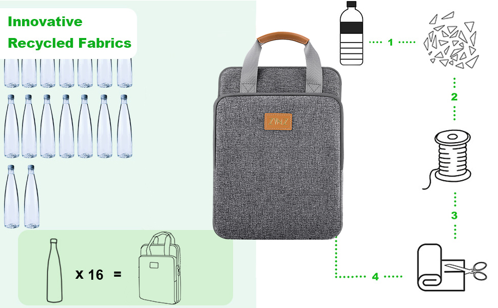 4 ZINZ 12.9-13 inch Laptop Case Shoulder Bag with Variable Capacity and Strap,Gray