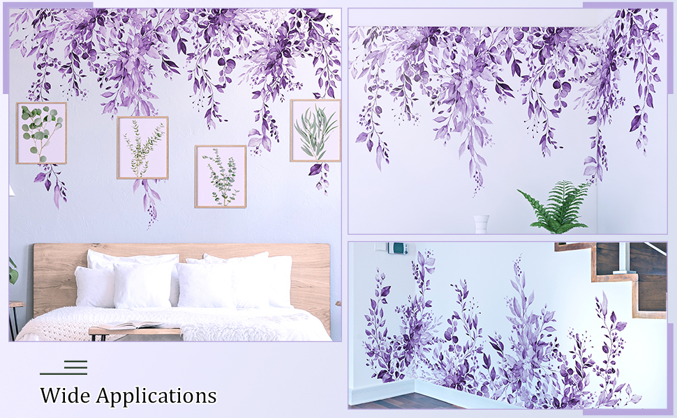 Wall decals fresh plants purple