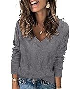 Arach&Cloz Women's Fall Tops 2025 Fashion Trendy V Neck Long