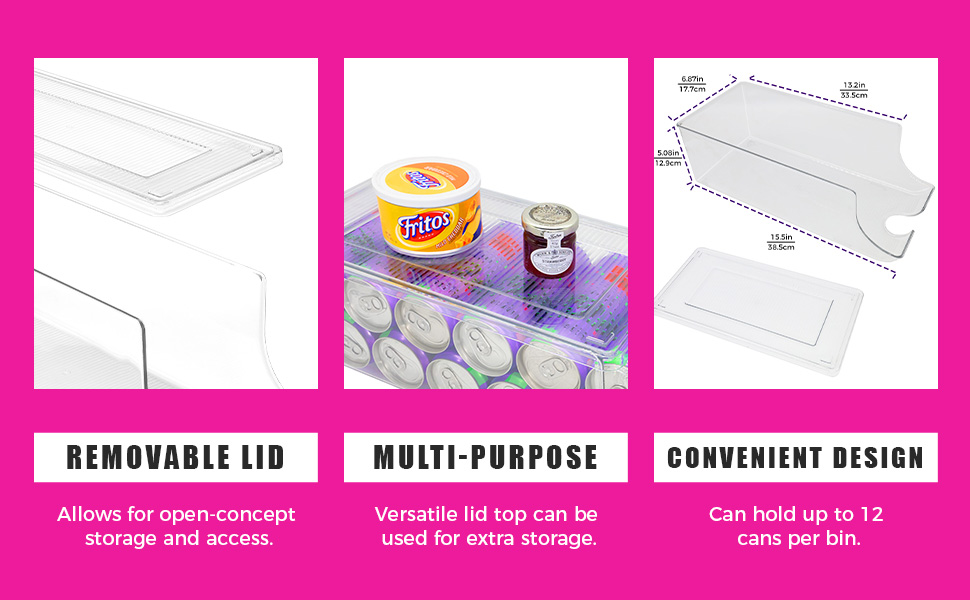 SCAVATA Skinny Can Organizer for Refrigerator, Stackable